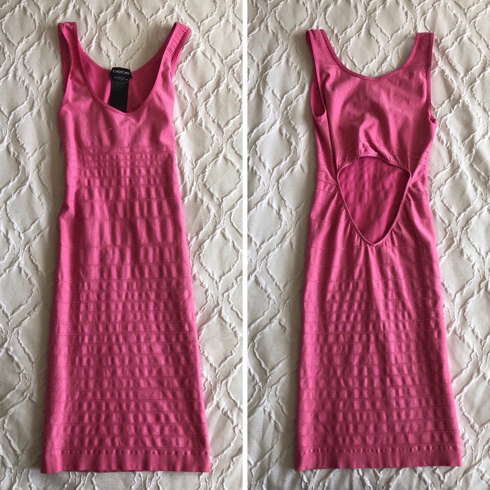 bebe- Cut-out Detail Midi Bodycon Dress in Pink